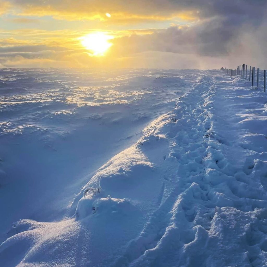 Running the UK’s loneliest Ultra - The Montane Cheviot Goat - a snowy and cold scene from the race