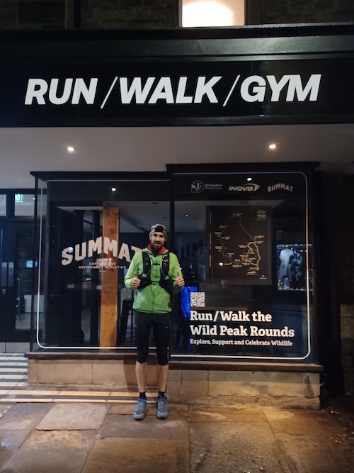 Wild Peak Round 120km Ultra Report - Chris Andrade standing outside the inov8 shop at the start of his round