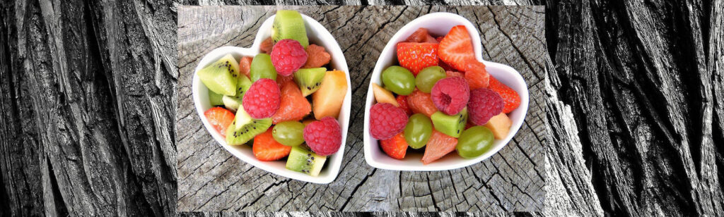 two bowls of fruit